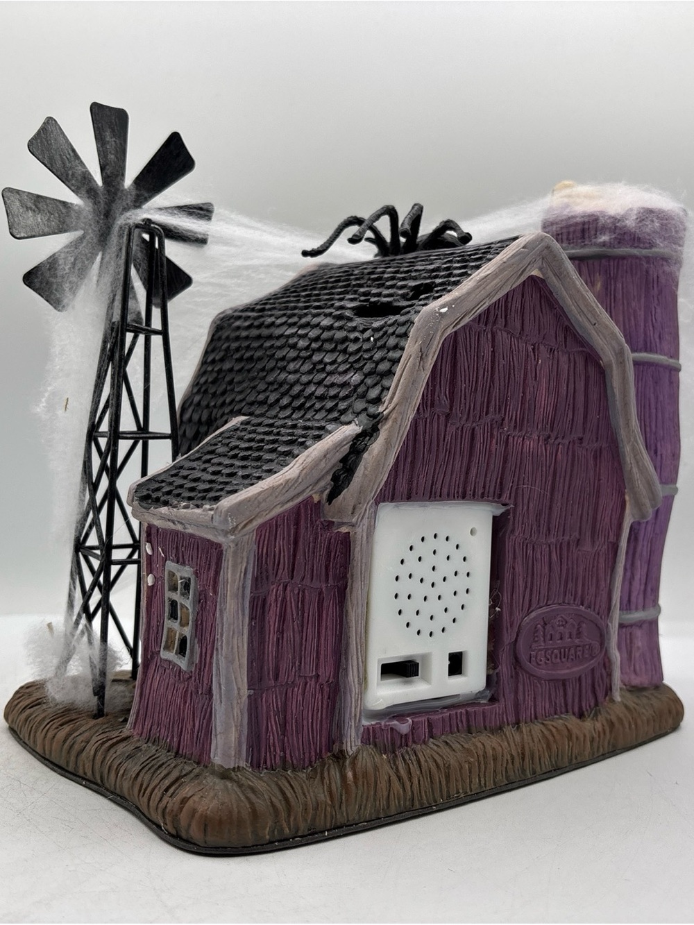 FG Square 8” The Webbed Barn Halloween Decorative Prop Hand Painted Porcelain - Picture 4 of 12
